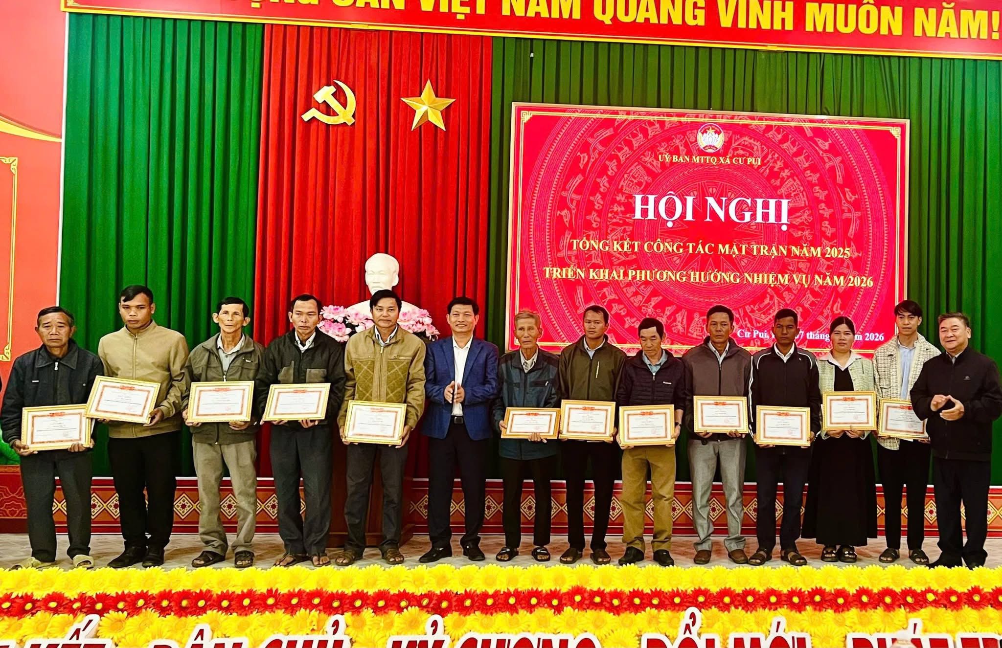 Ủy ban MTTQ Việt Nam xã Cư Pui tổ chức hội nghị tổng kết công tác mặt trận năm 2025, phương hướng nhiệm vụ năm 2026